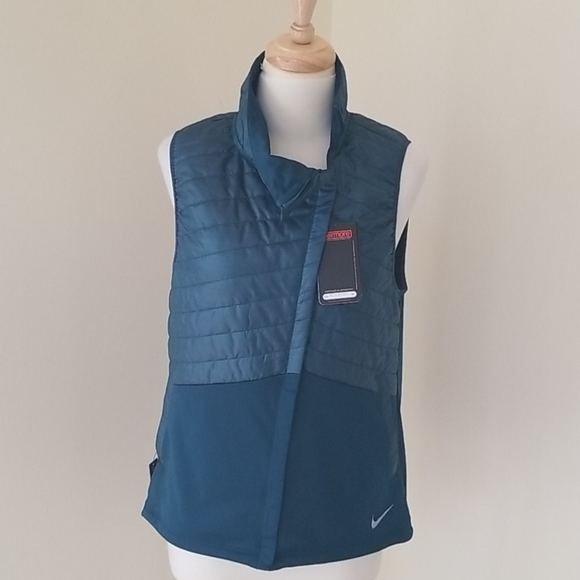 NWT! NIKE Dark Teal Size M Zip Up Vest - Picture 1 of 8